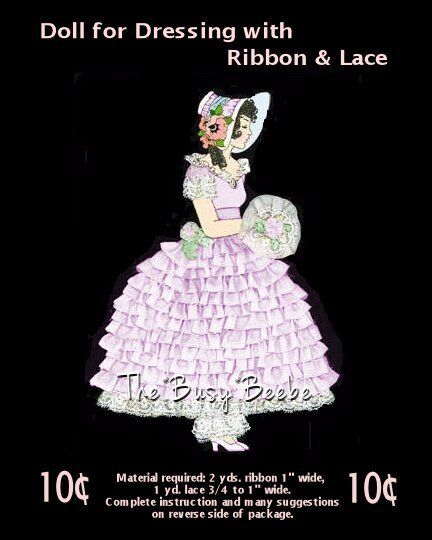 Old Ribbon And Lace Paper Doll Pattern - Offering RIGHT & LEFT Versions (#1)