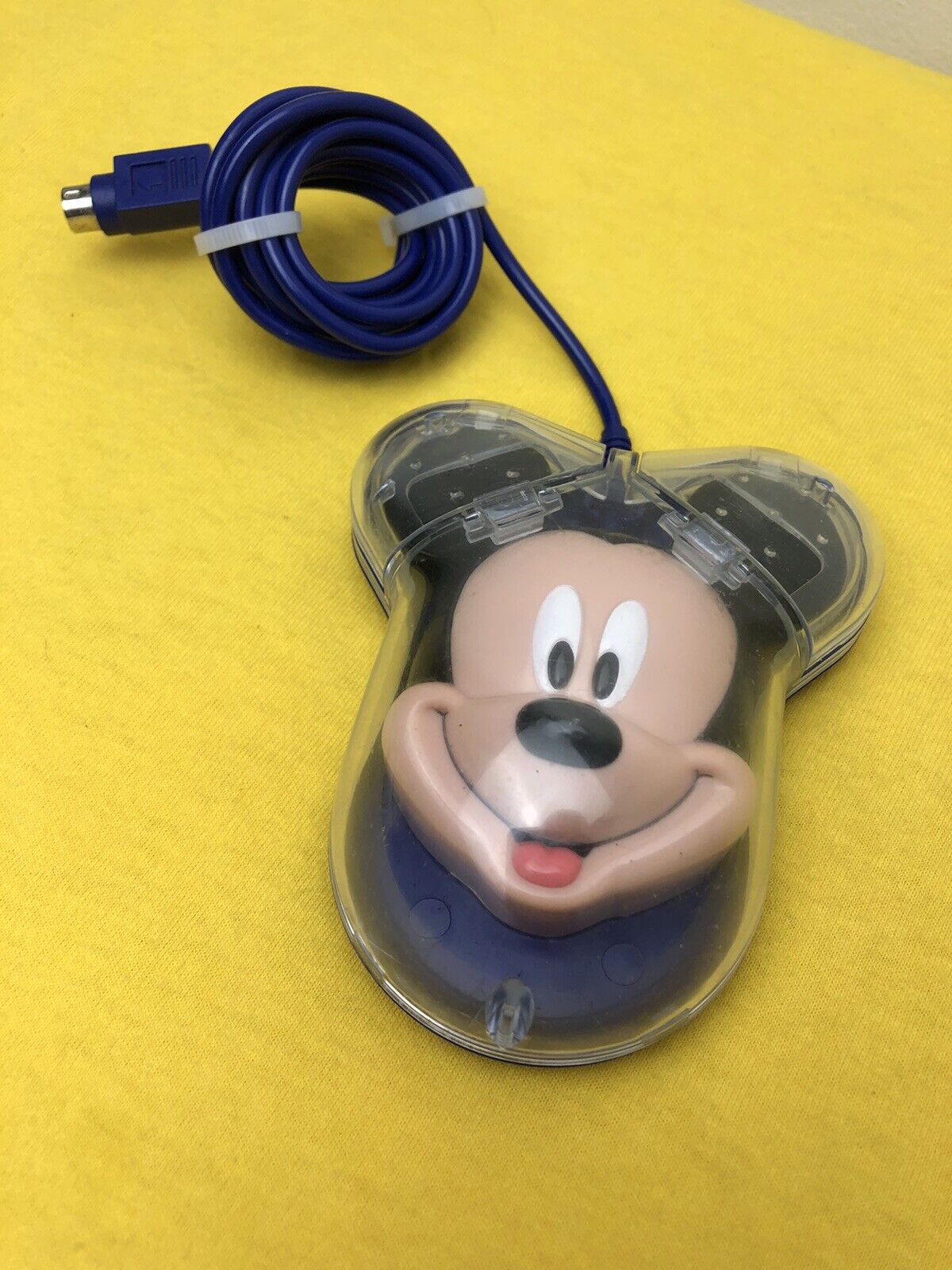 Vintage Disney Computer Mouse - Mickey Mouse - Clear Mechanical Mouse Rare 90s