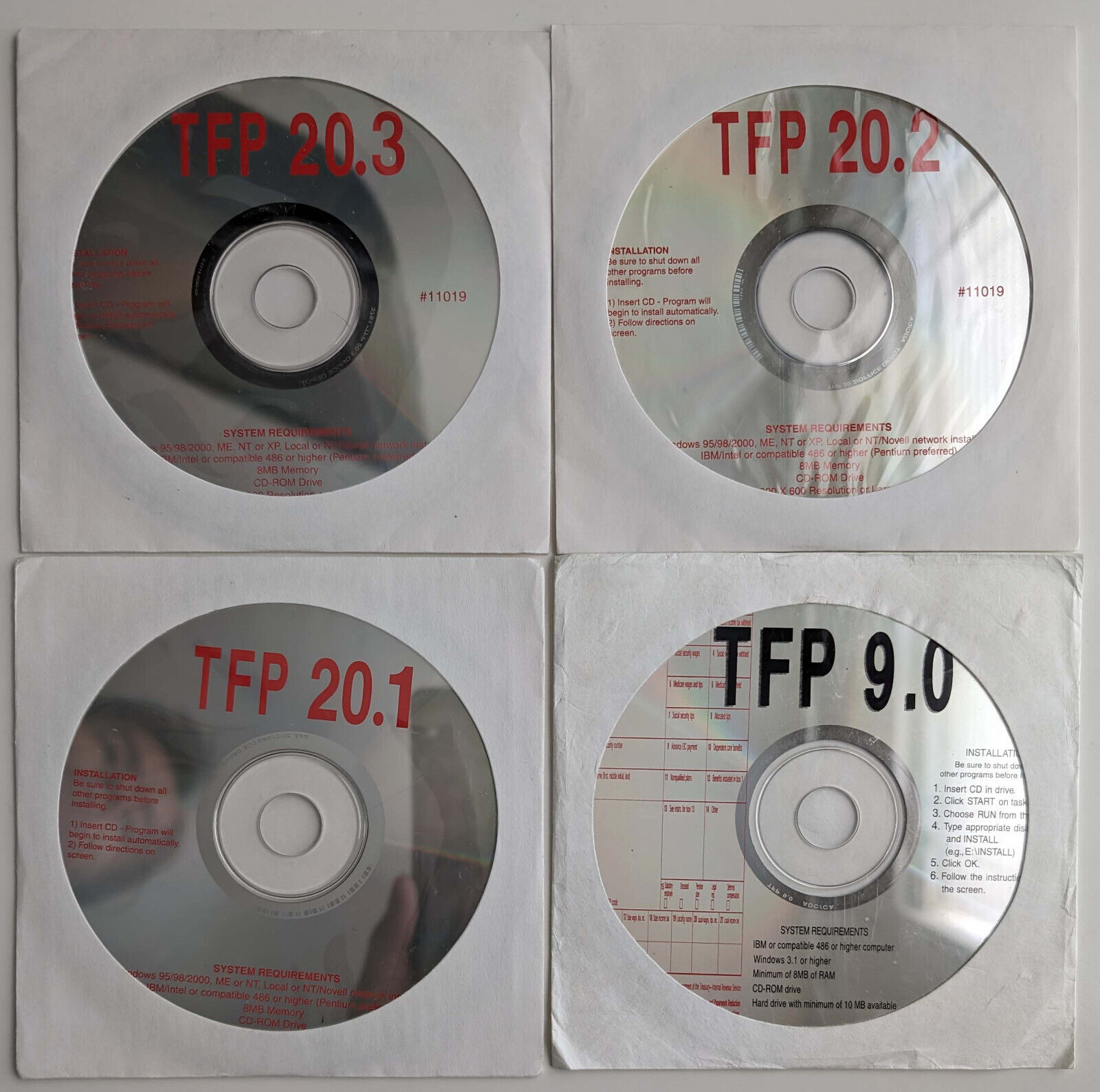 RARE VINTAGE Collectible Set of 4 TFP 20.3 20.2 20.1 9.0 PC Software GREAT COND