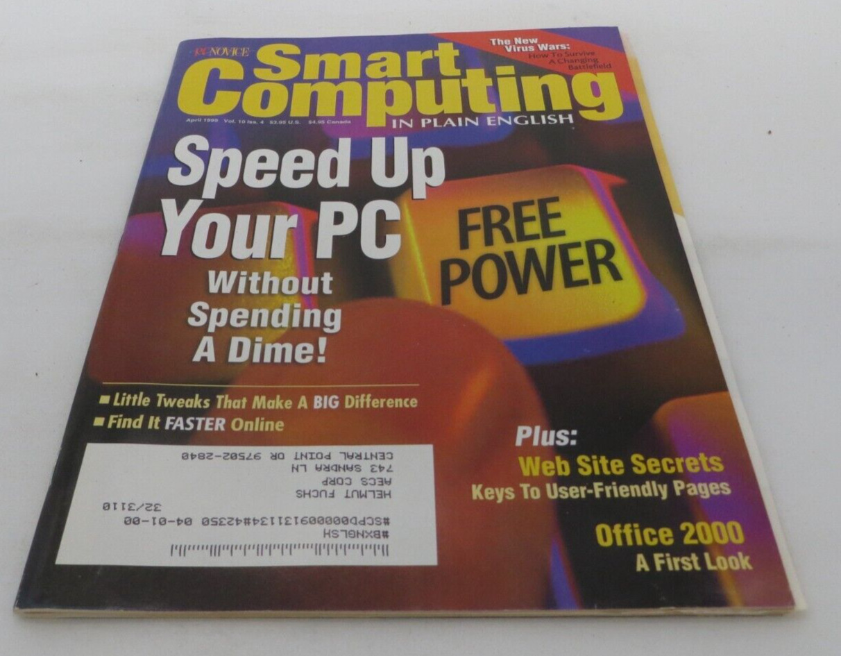 Smart Computing In Plain English Magazine April 1999 vintage computers info mag