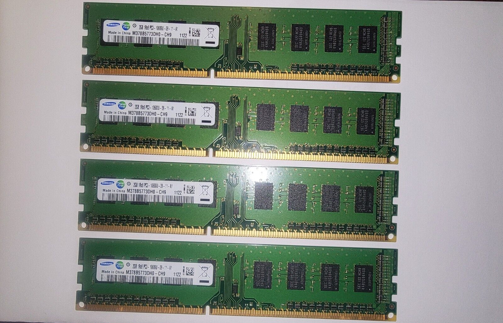 Samsung Memory 8GB (4x 2GB) Desktop 1RX8 PC3-10600U RAM M378B5773DH0-CH9 - Used