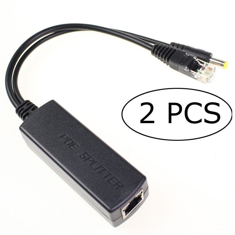 2 Pcs Active POE Splitter Power Over Ethernet 48V to 12V 2A For IEEE 802.3AF/TF