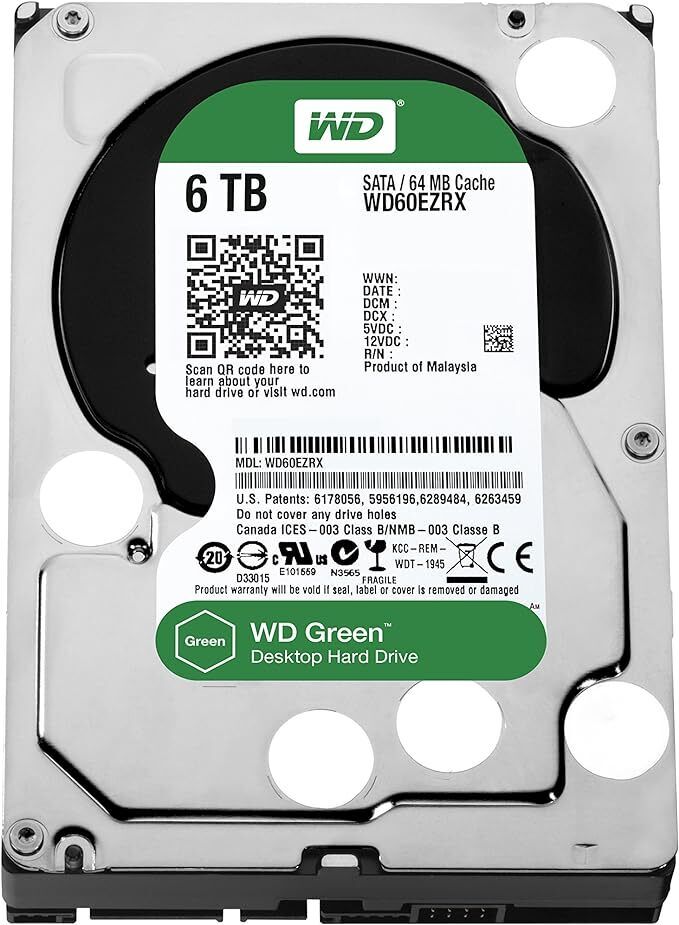 Western Digital Green 6TB WD60EZRX SATA 6-GB/S 64MB 7200RPM 3.5\'\'