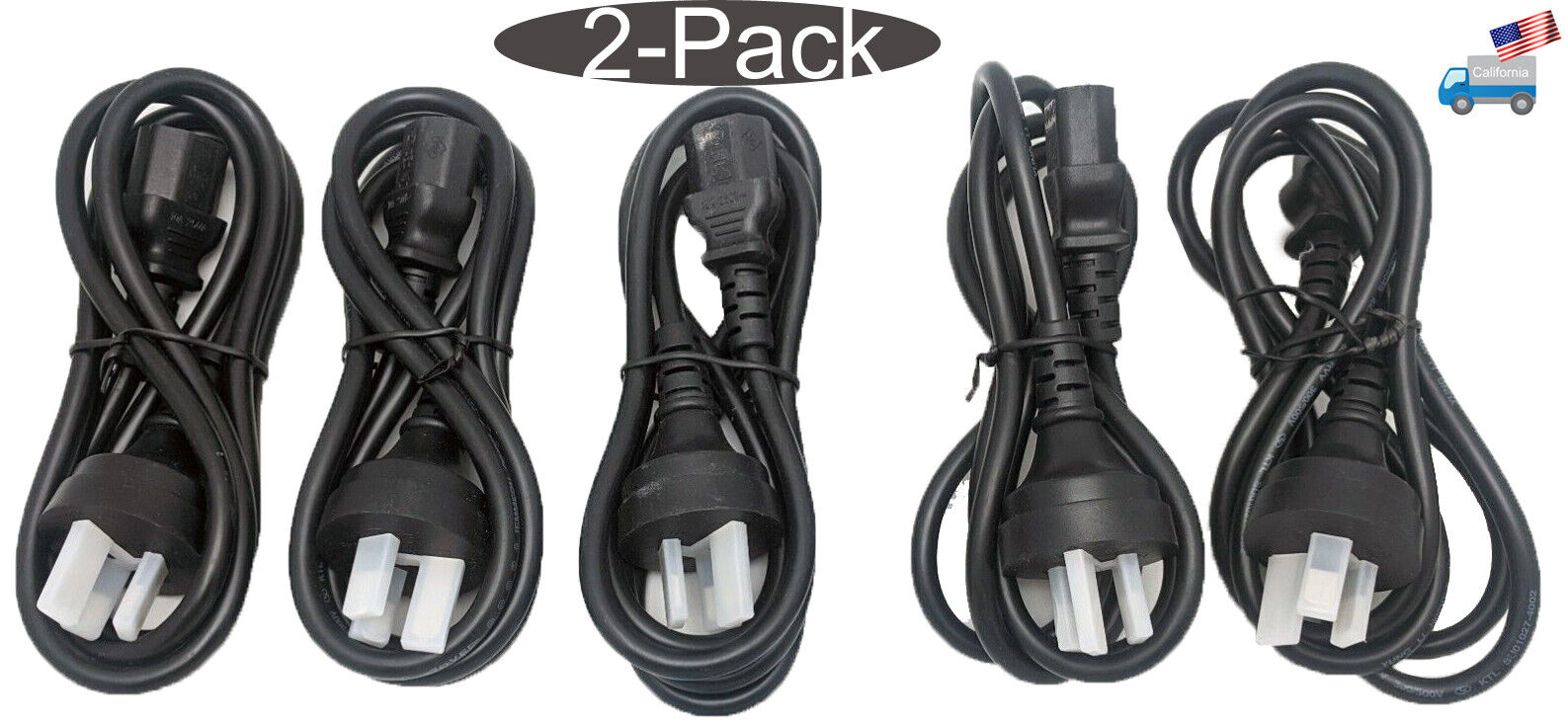 5-pack: 6\' Foreign AC Power Cord for Desktop PC,Monitor,Printer,Dell/HP Computer