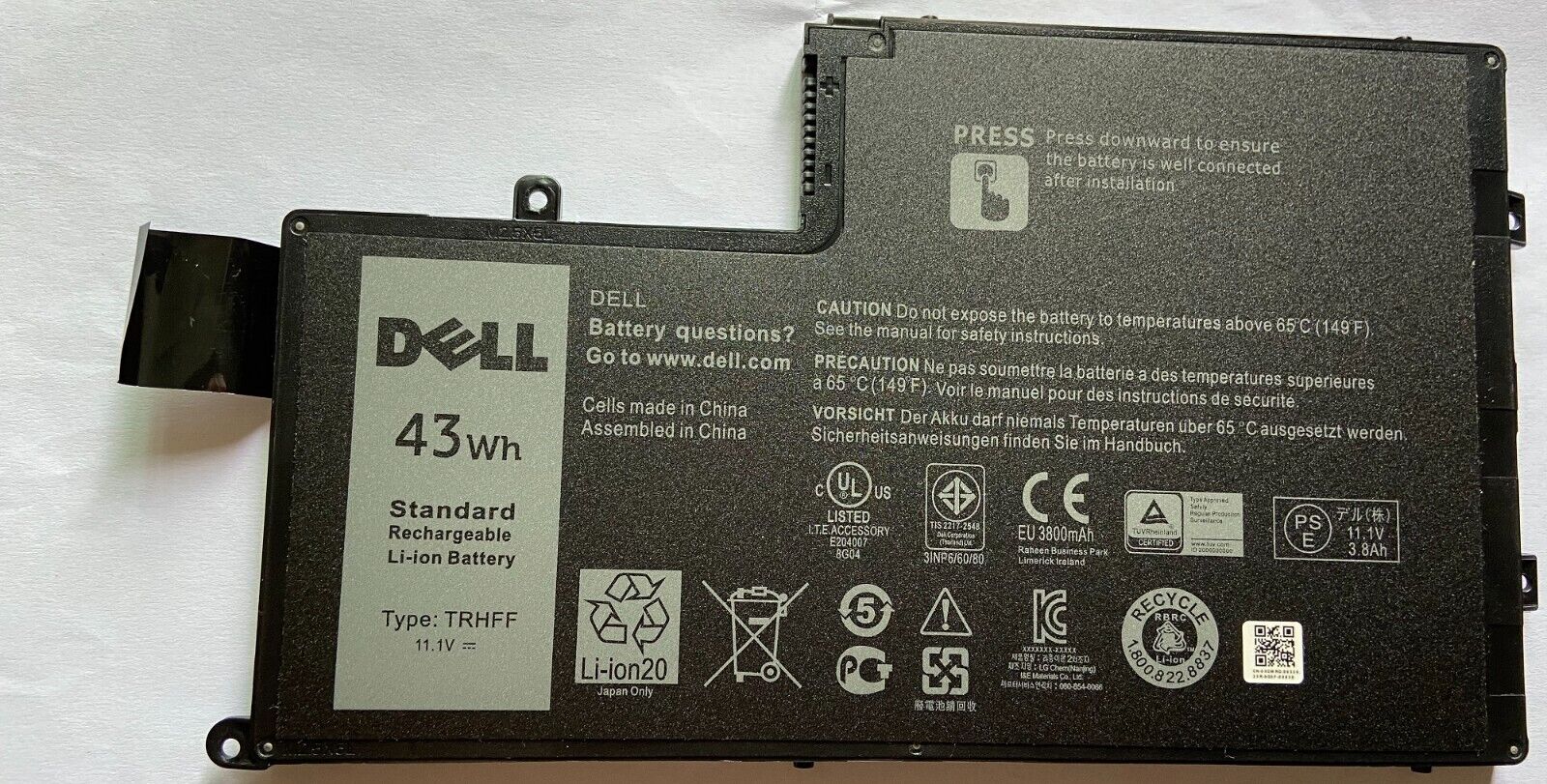 Genuine TRHFF Battery for Inspiron 15-5547 14-5447  1V2F6 01V2F 1WWHW 0PD19 43WH