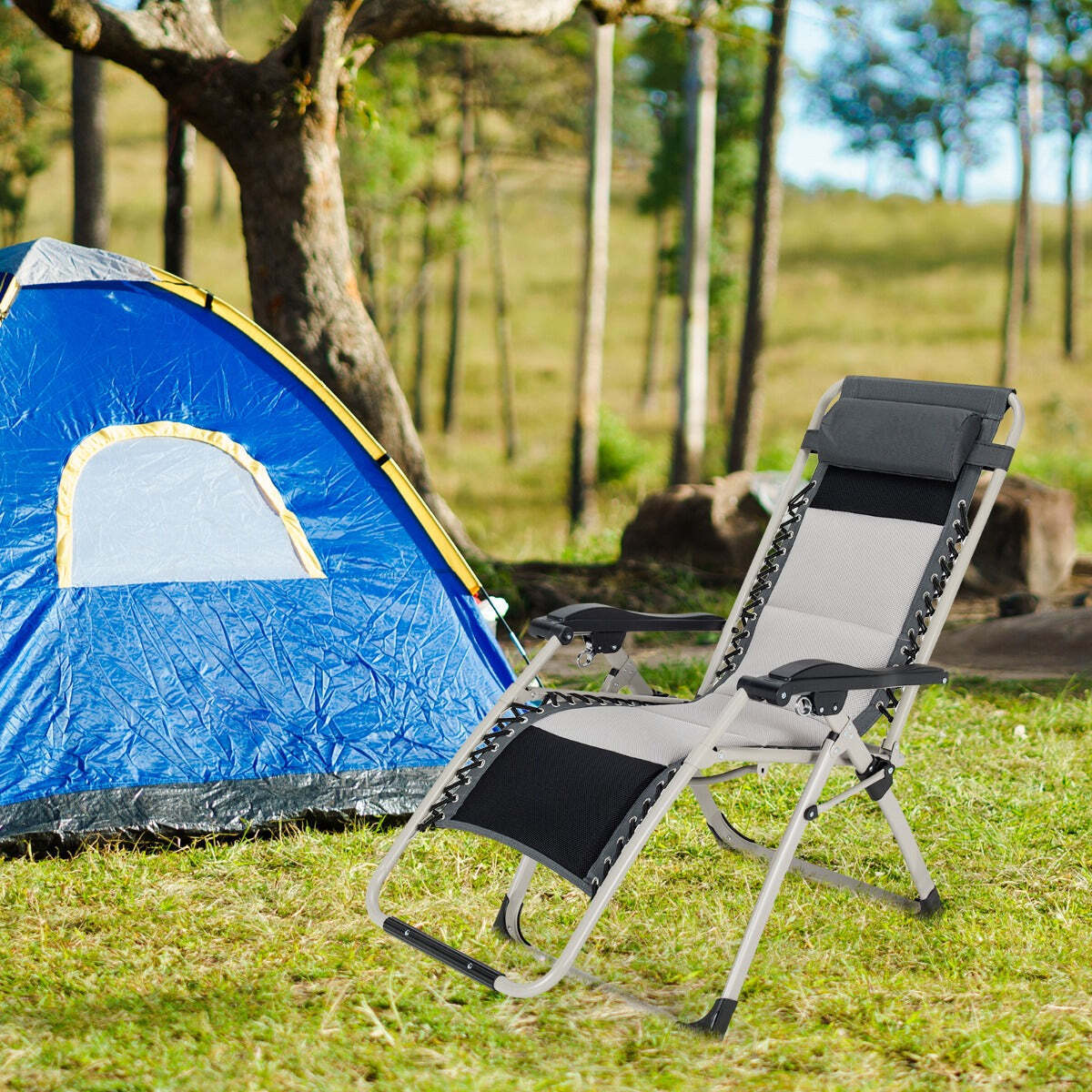 NNECW Folding Padded Zero Gravity Chair for Camping & Poolside & Backyard-