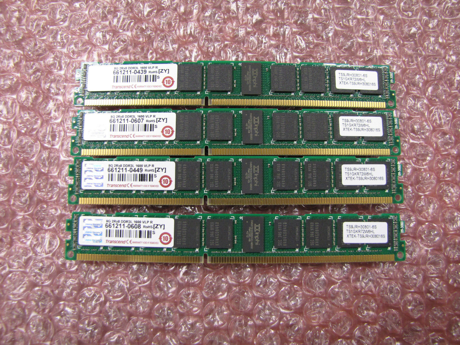Transcend 32GB (4x 8GB) 2Rx8 DDR3L-1600-VLP-R Low Profile Server Memory - QTY