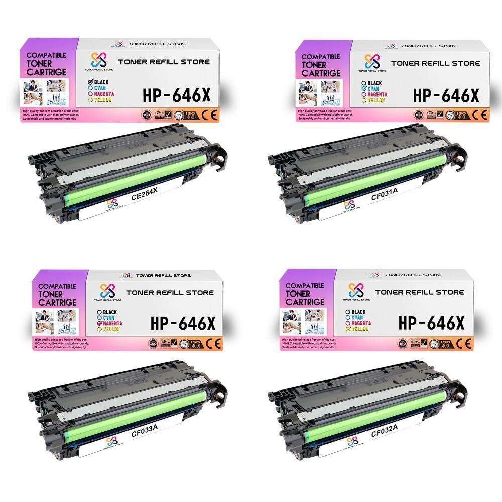 4Pk TRS 646X BCMY HY Compatible for HP Color LaserJet CM4540MFP Toner Cartridge