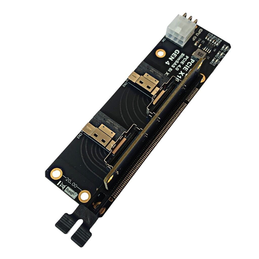 SlimSAS 8ix2 to PCIe4.0 x16 Slot Adapter SFF8654 GEN4 for Network Riser Card New