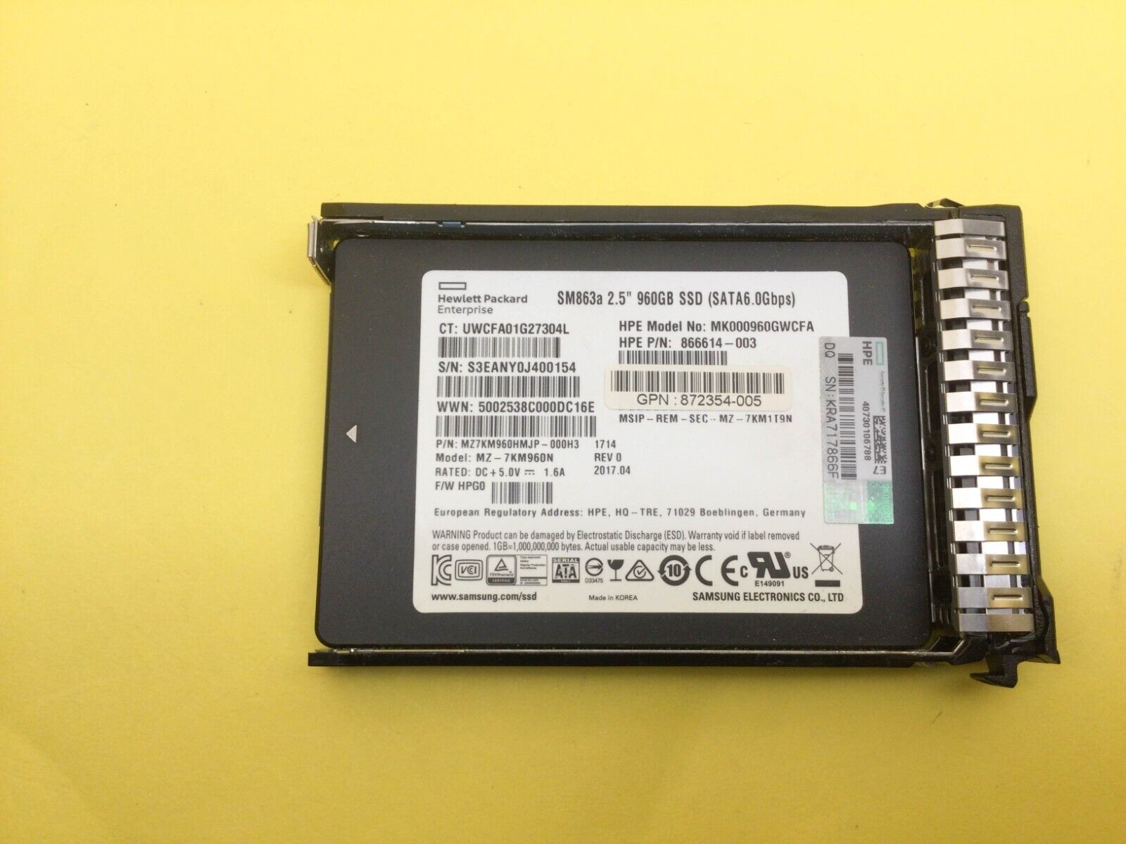 872348-B21 HPE 960GB SATA 6G MIXED USE SFF (2.5IN) SC SSD 872520-001