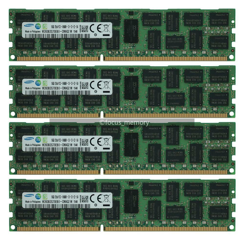 Samsung 64GB 4X16GB 2Rx4 PC3-14900R DDR3-1866 1.5V ECC REG RDIMM Server Memory