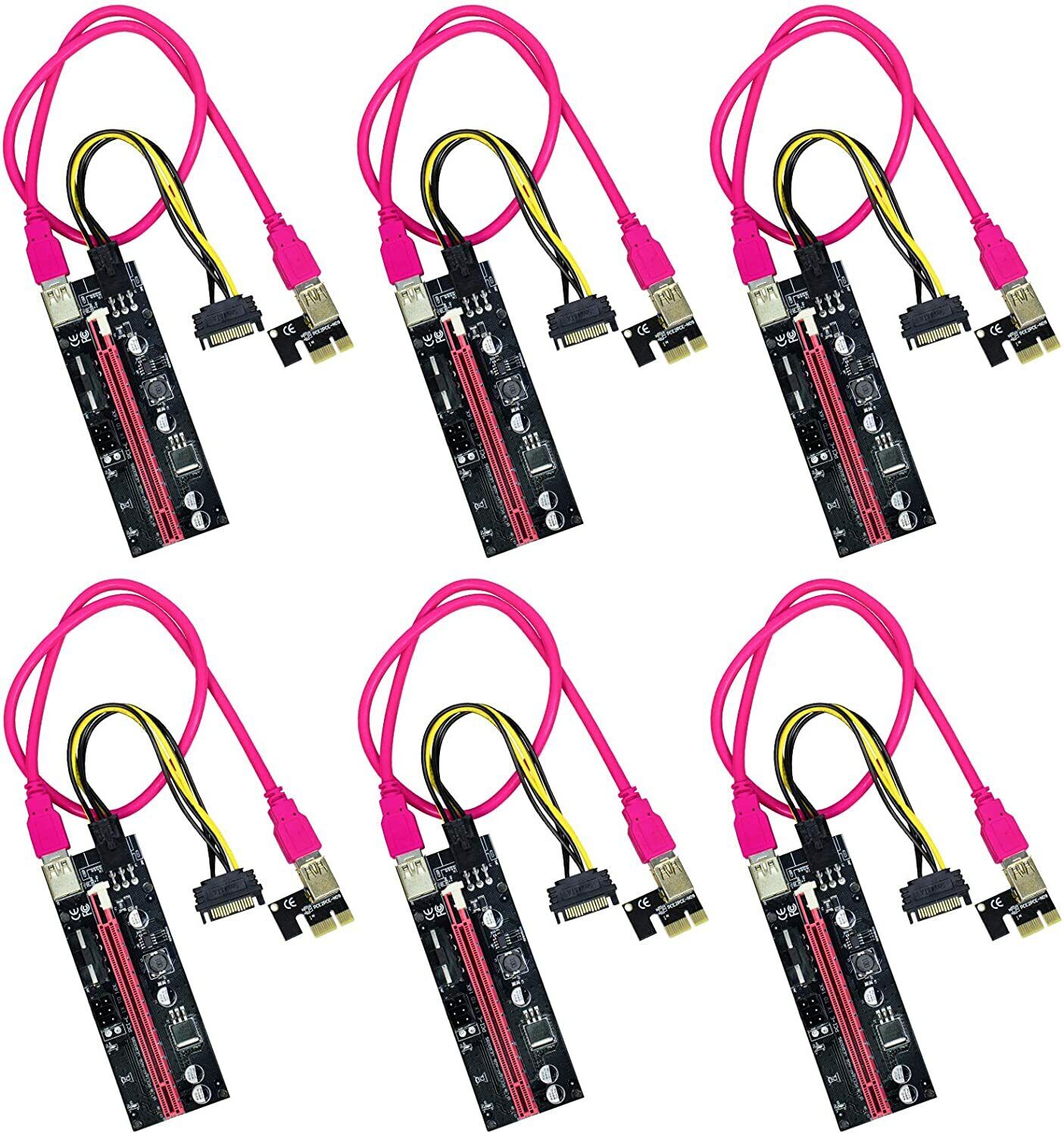 NEW 6 Pack GPU Mining Powered Riser Adapter VER009S PCI-E Riser Card For Bitcoin