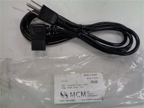 MCM 6\' FT COMPUTER POWER CORD 18 GA. RIGHT ANGLE TYPE  