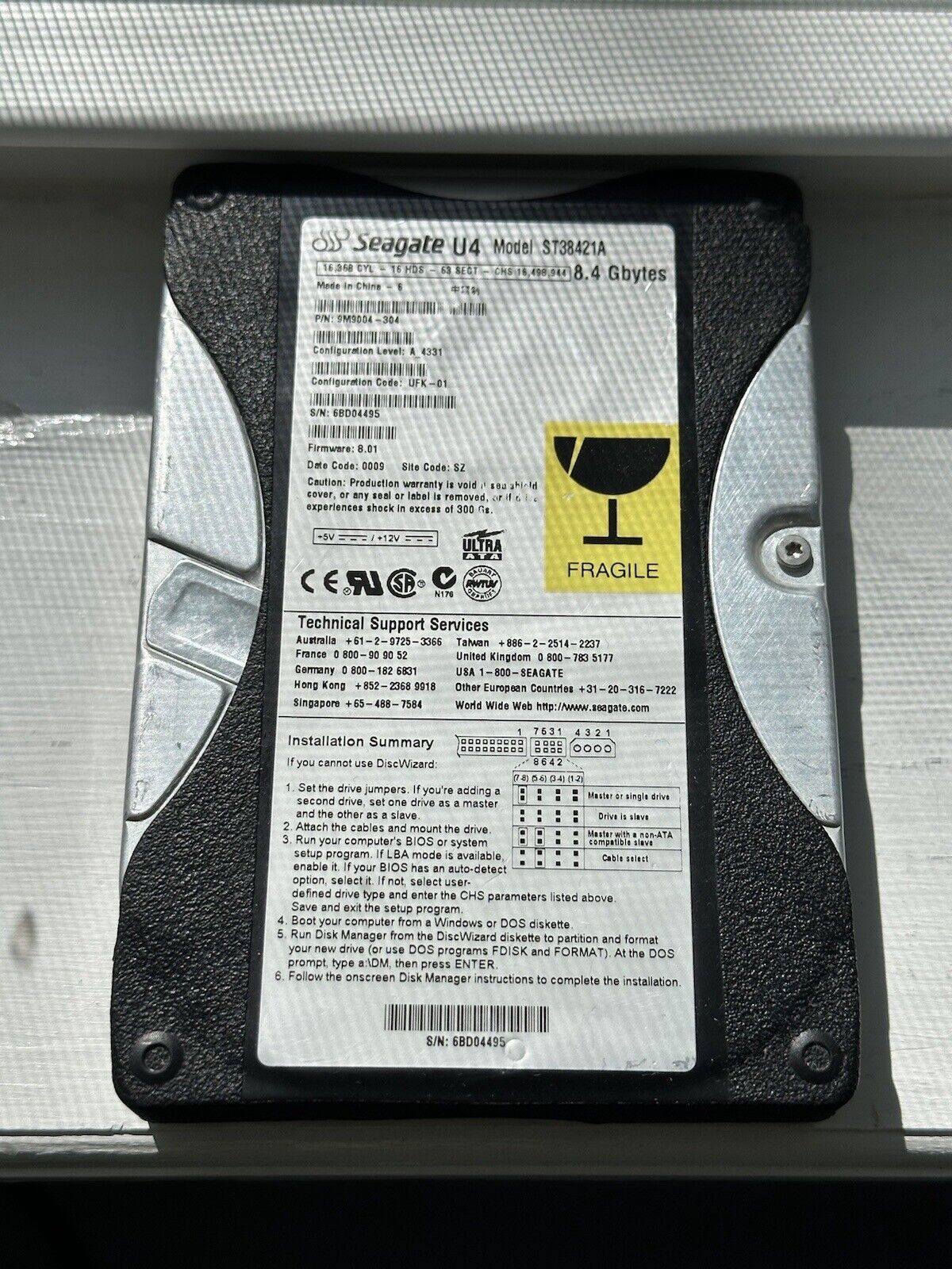 Seagate U4 ST38421A Vintage 8.4GB Hard Drive HDD TESTED WORKING