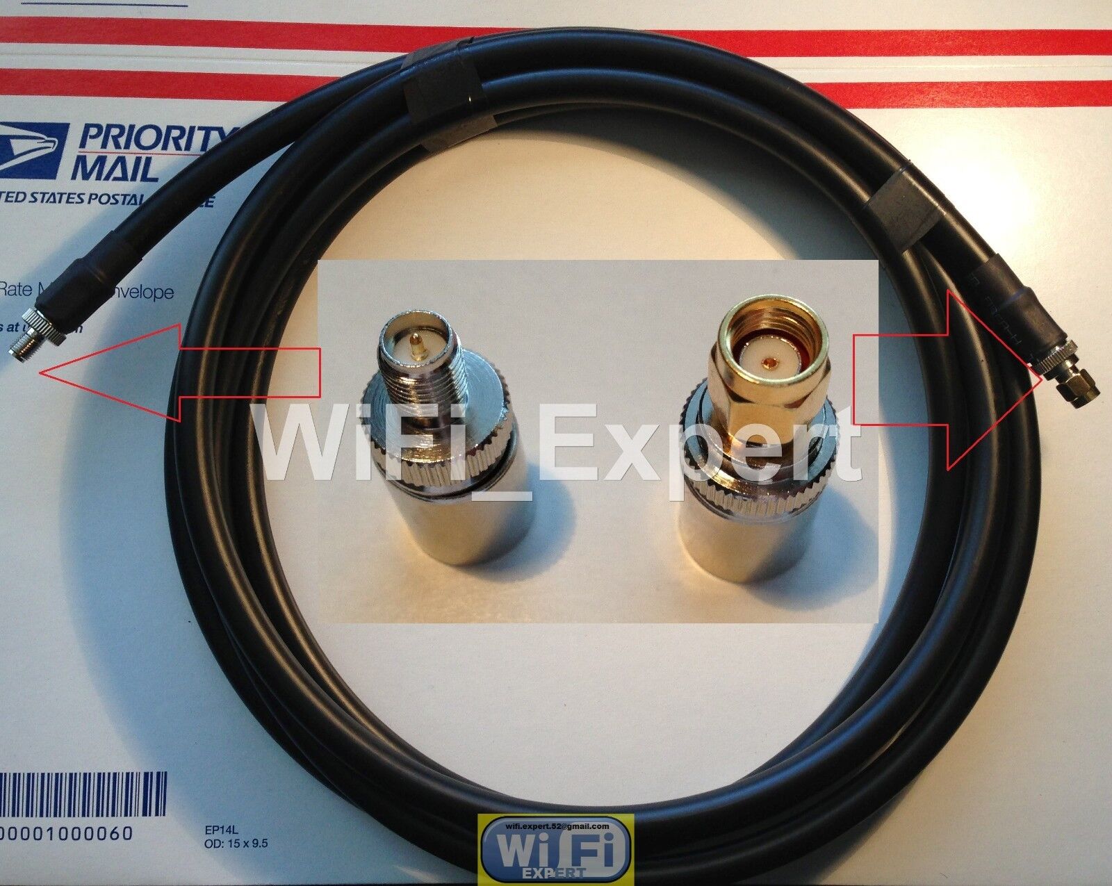 TIMES MICROWAVE® 50-100 Ft LMR400 Antenna Jumper Coax Cable RP-SMA M/F Connector