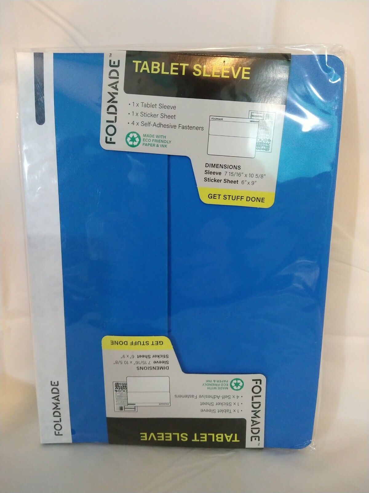FOLDMADE Tablet Sleeve in Blue, Universal Up To 10” NEW