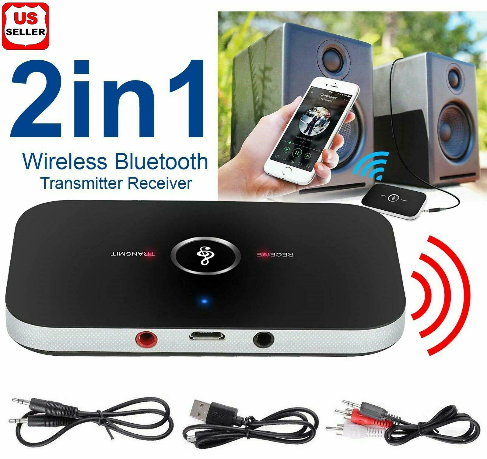 Bluetooth V4 Transmitter & Receiver Wireless A2DP Audio 3.5mm Aux Adapter Hub A6