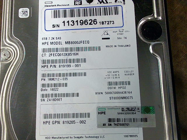 HP MB8000JFECQ HDD 8TB SAS 12Gb/s 7.2K 3.5\