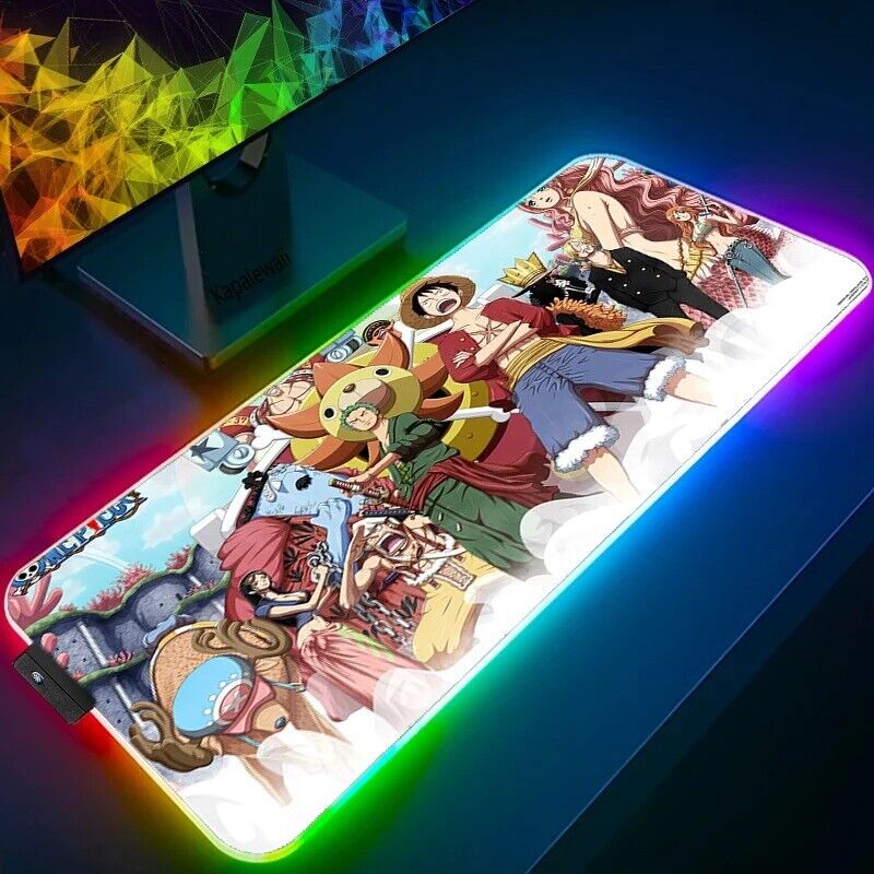 RGB Mouse Pad One Piece Anime Large Desk Mat Keyboard Accessories   300x600x3mm