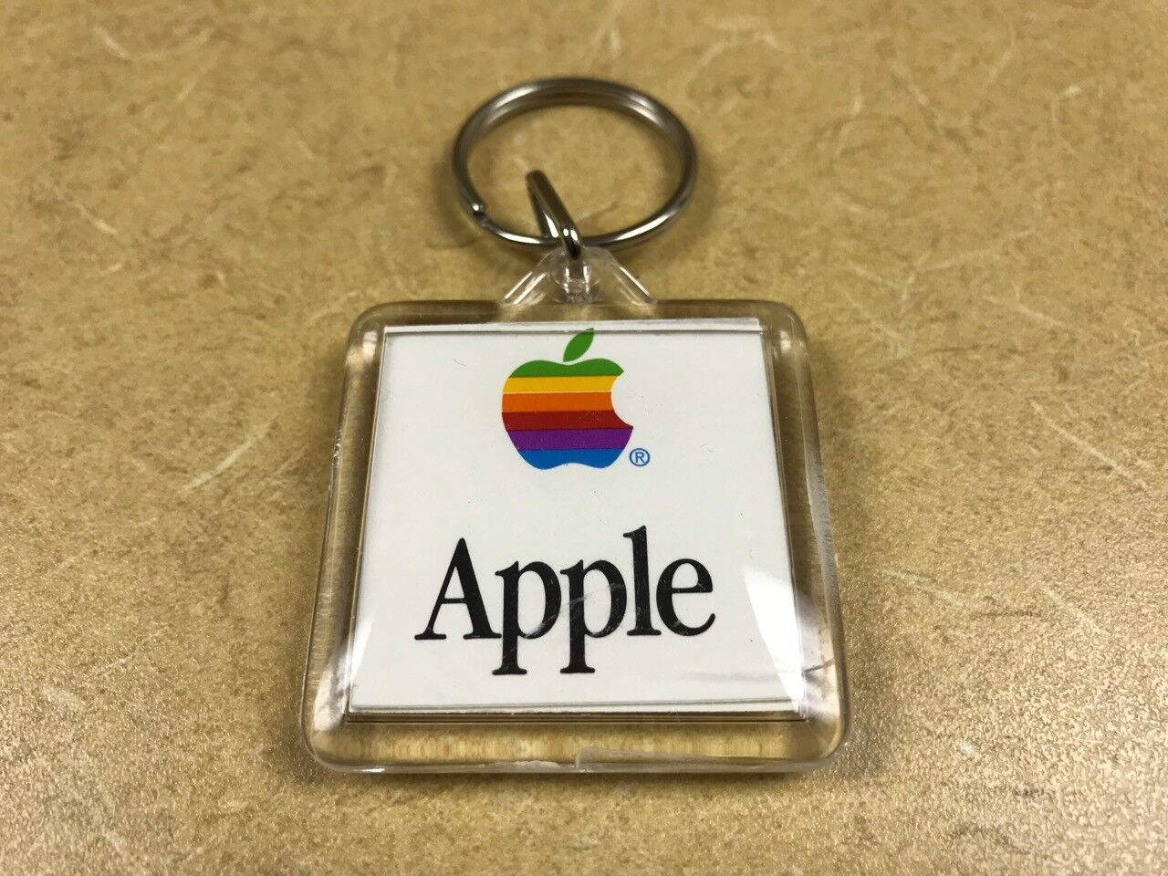 Apple Computer Mac OS Keychain with Colorful Rainbow Logo -- Vintage Collector 