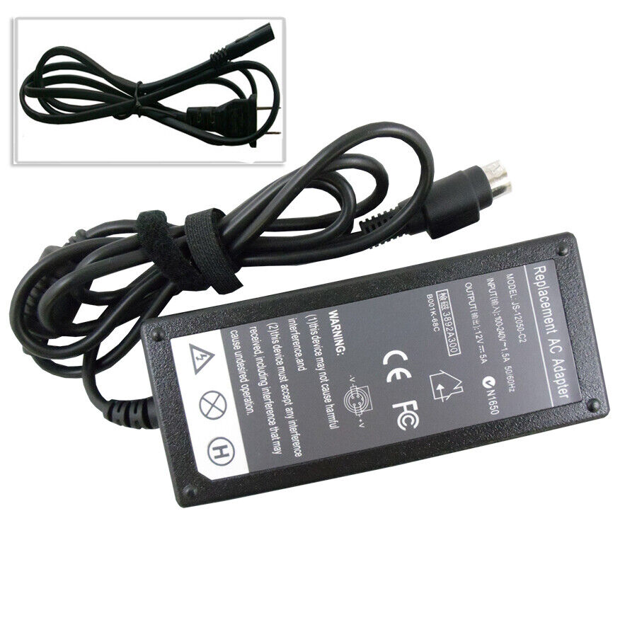 4 PIN 12V 5A AC Adapter Charger for Sanyo CLT2054 LCD TV Monitor Power Supply