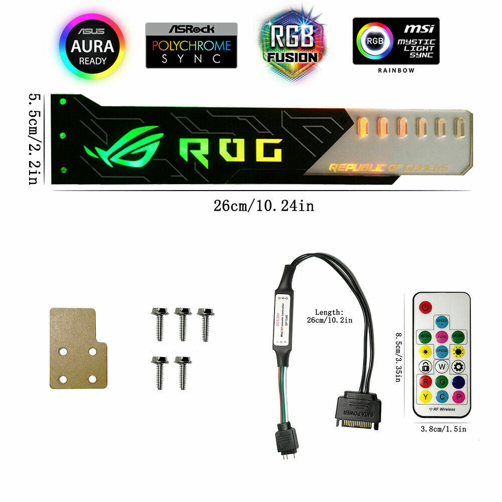 RGB Graphic Card Bracket Addressable LED 3-pin 5V Brace GPU Sync Light Fix Video