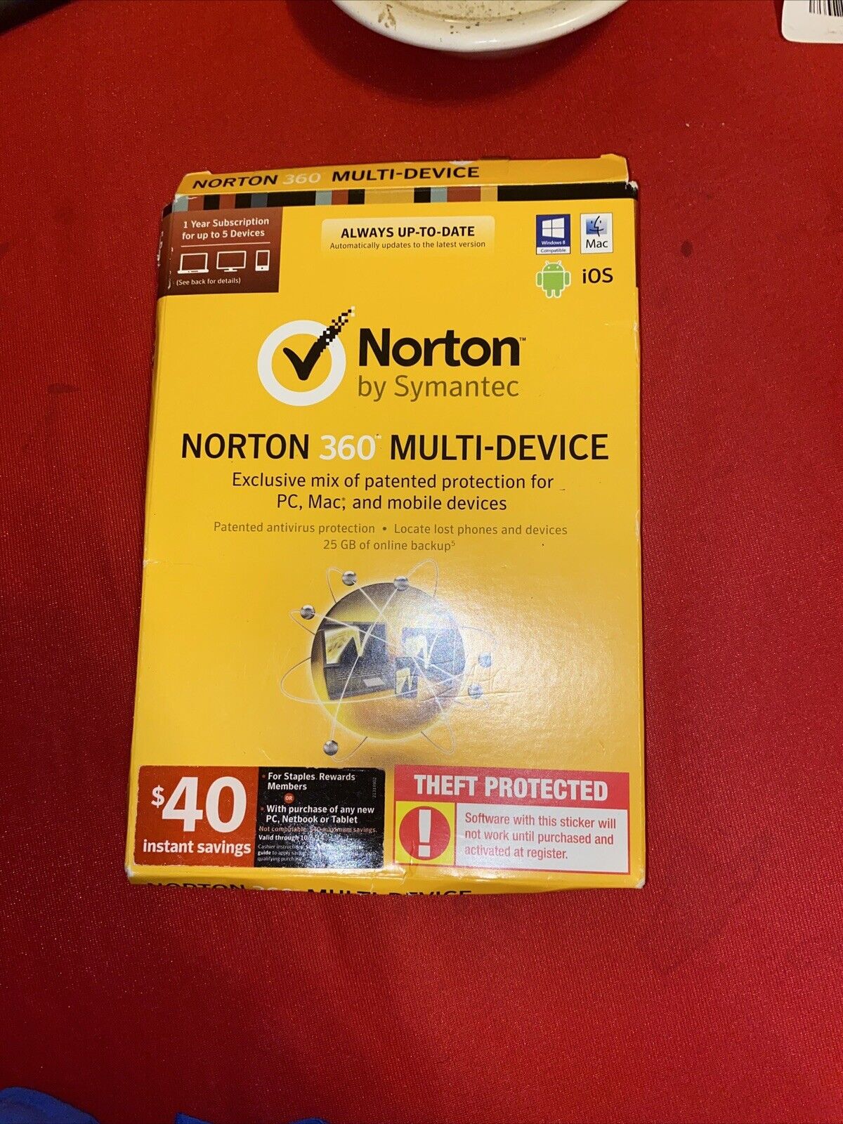 NEW Norton By Symantec 360 Multi-Device 2013 PC Software Windows 7, 8, XP, Vista