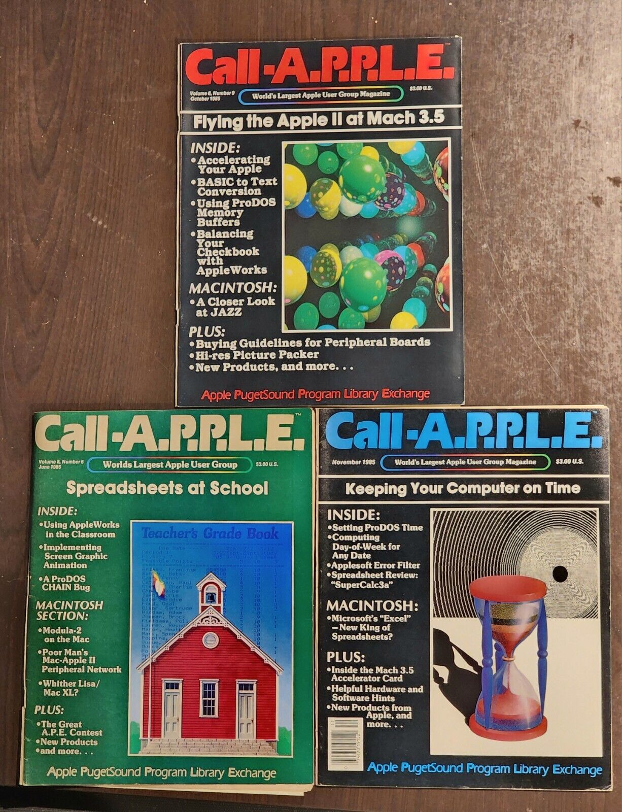 3 Call A.P.P.L.E. Magazines Volumes 1985 APPLE 🍎 USER GROUP Macintosh Microsoft