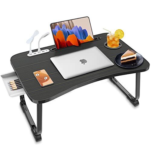 Fayquaze Laptop Bed Desk Portable Foldable Laptop Bed Table with USB Charge P...