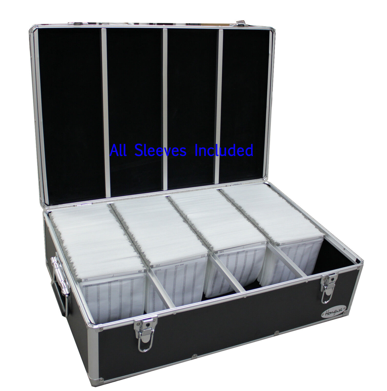 1000 CD DVD Black Aluminum Hard Case For Media Storage Holder w/ Hanger Sleeves