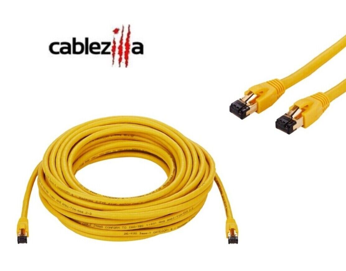 Cat8 SFTP High Speed Ethernet Patch Cord 2GHz LAN Wire 0.5-75FT Yellow Multi LOT