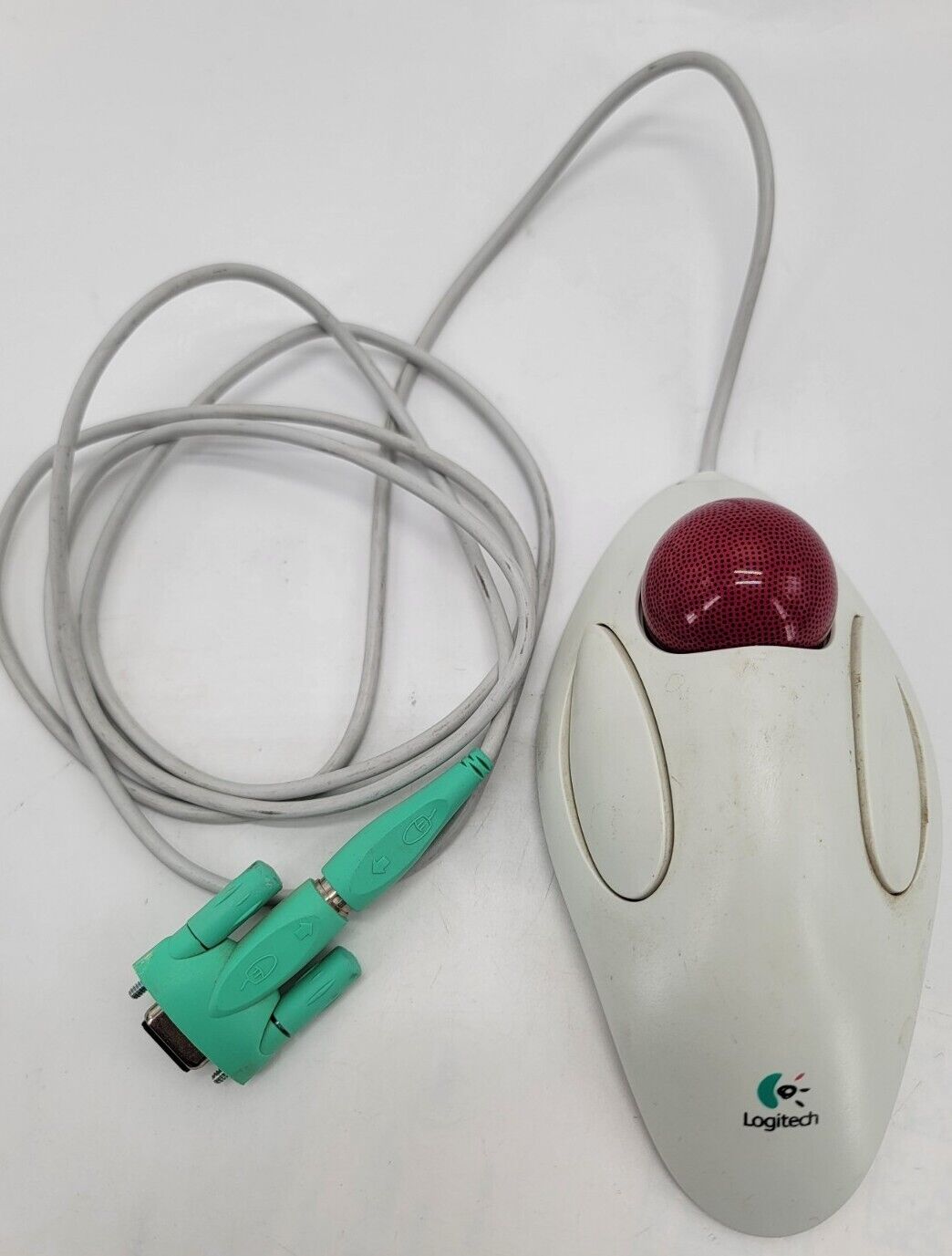 Vintage Retro Logitech Trackball Marble Mouse 804292-0000 T-CM14 PS/2 Connector