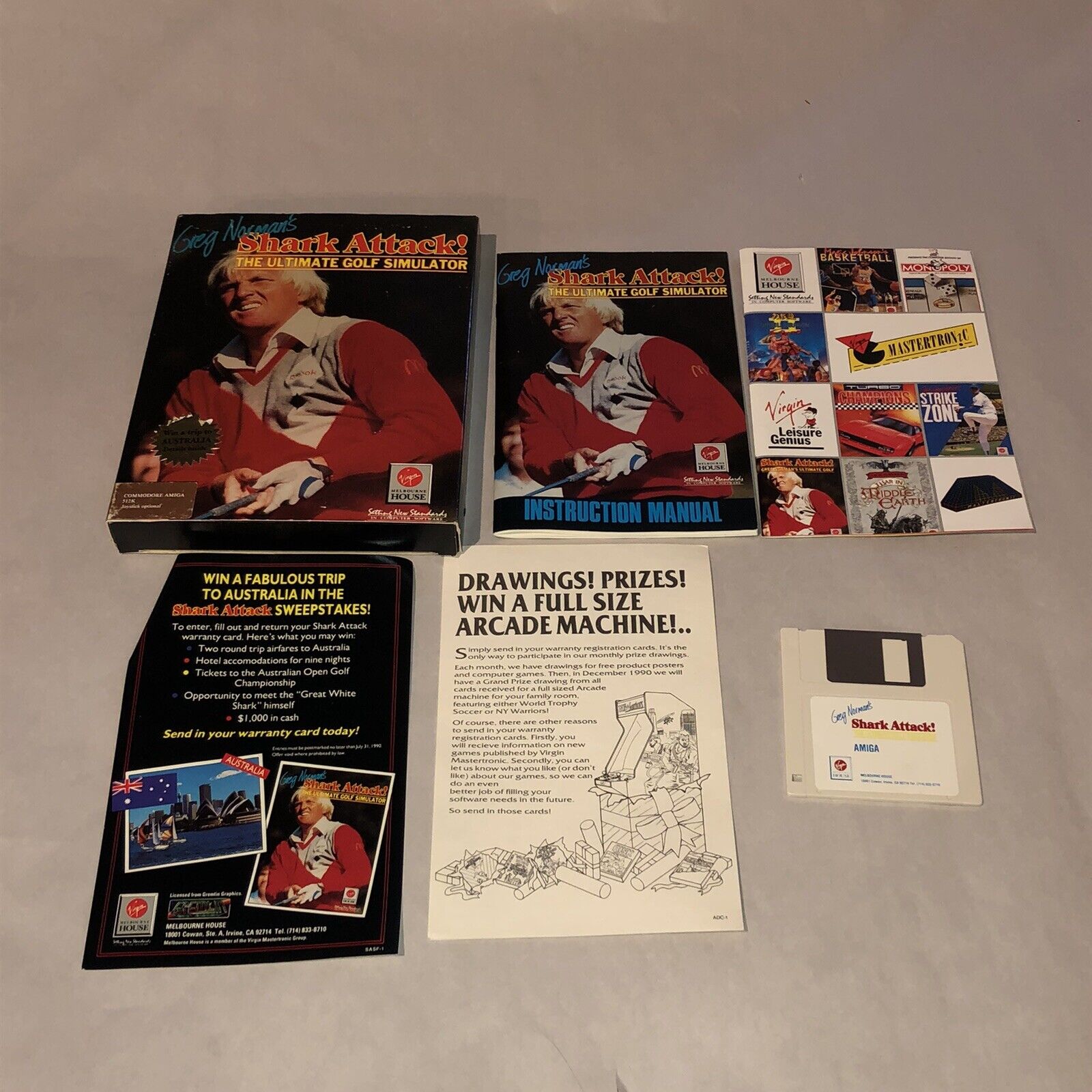 UNTESTED Commodore Amiga Game GREG NORMAN’S SHARK ATTACK Golf Game Complete CIB