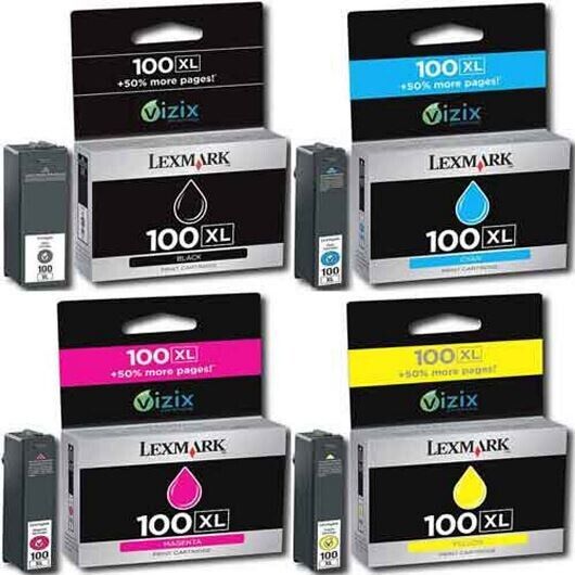 Set 4 New Genuine OEM Original Factory Sealed Lexmark 100XL Inkjet Cartridges