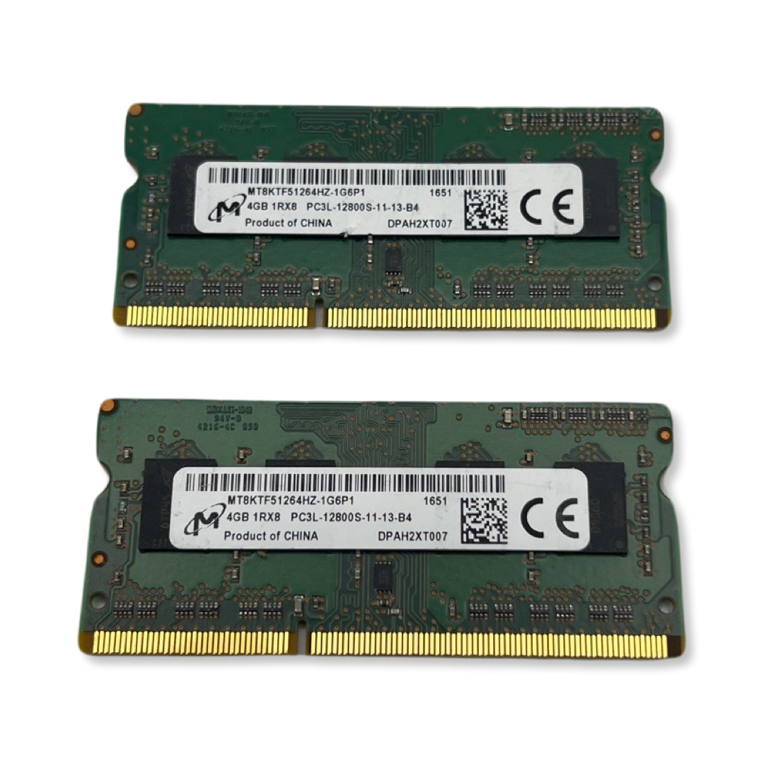 (Lot of 2) Micron 4GB 1RX8 DDR3L PC3L-12800S SODIMM Memory RAM