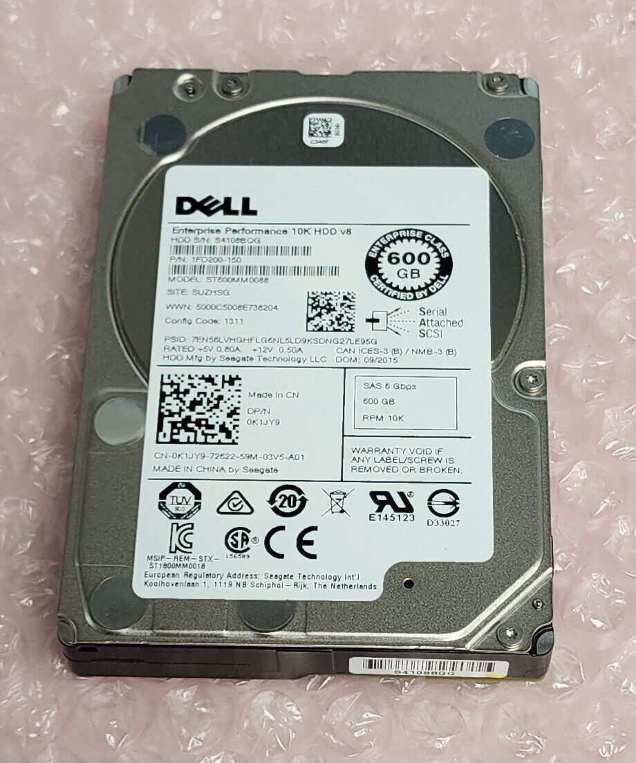 LOT of 4 x Dell Seagate ST600MM0088 600GB SAS 10K 2.5\