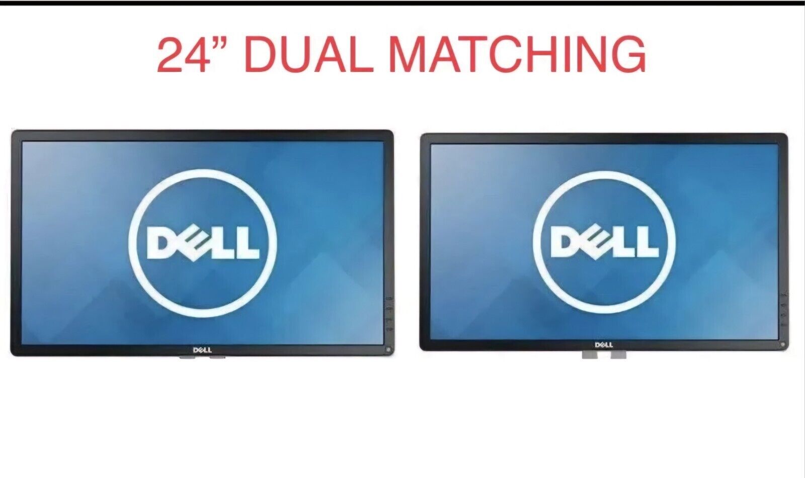 Lot- 2 Dell P2414Hb 24-inch LED Monitors + DisplayPort /VGA /Pwr Cables (2 sets)