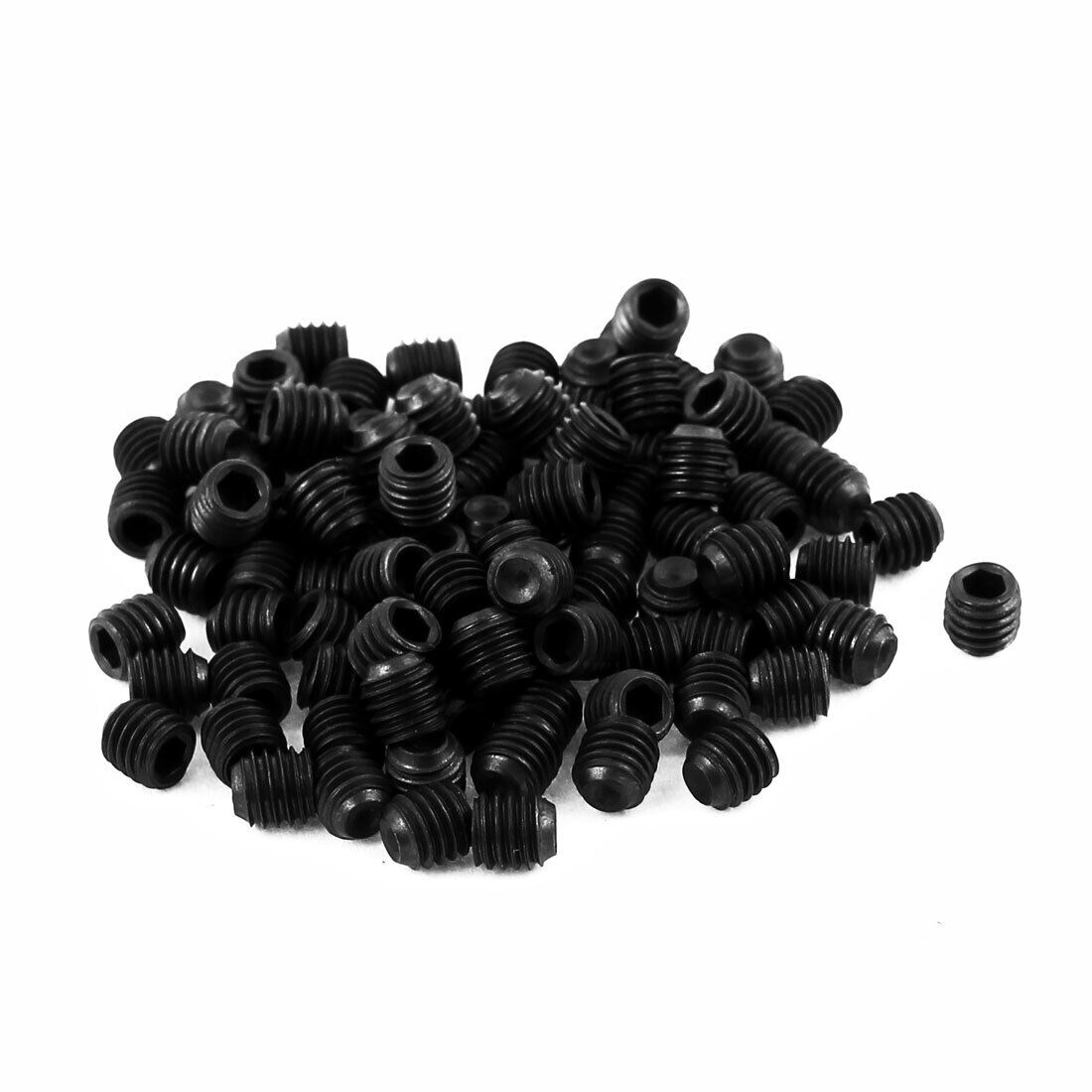 100Pcs Black M5 x 5mm Alloy Steel Hex Socket Set Grub Screws Headless Cup Point