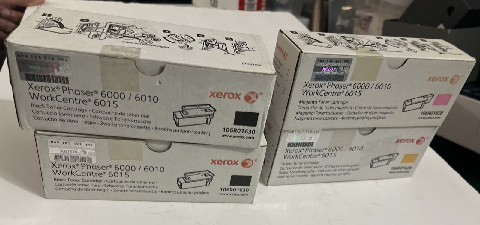 OEM Genuine Lot Set of 4 Xerox Phaser 6000 6010 Color Black 106R01630 106R01629