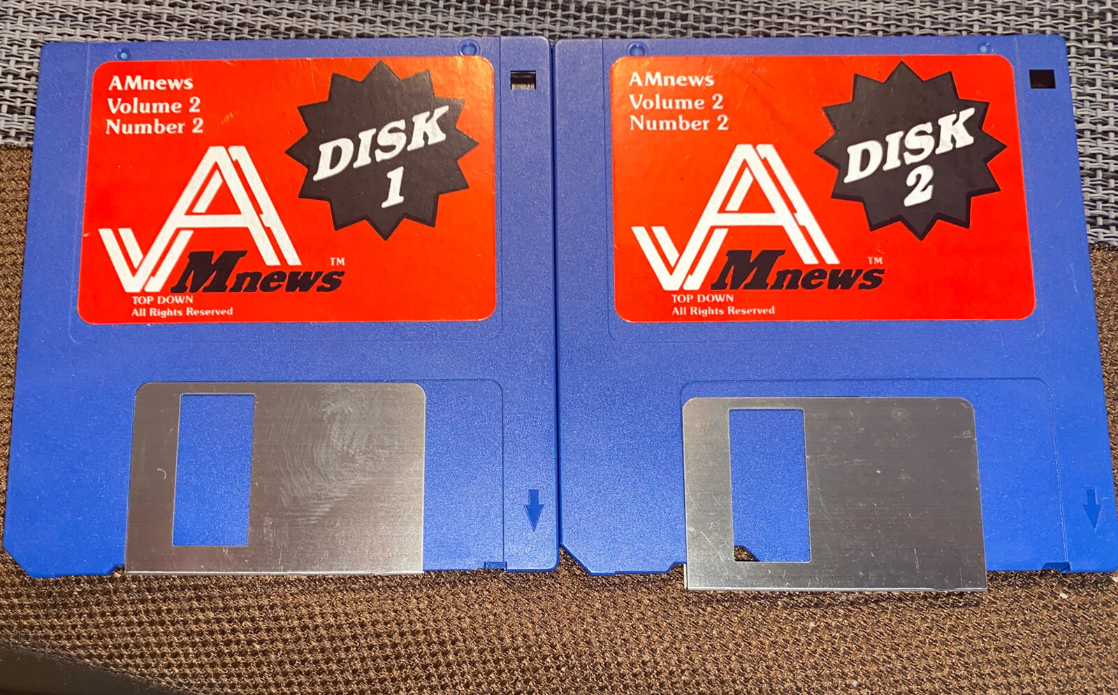 VINTAGE 1985 AM NEWS DISK 1 AND DISK 2 - FOR COMMODORE AMIGA LOOK