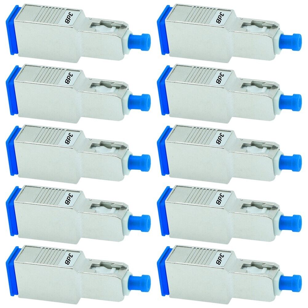 10x 3dB SC UPC Connector Fiber Optic Optical Single Mode Attenuator Metal Blue