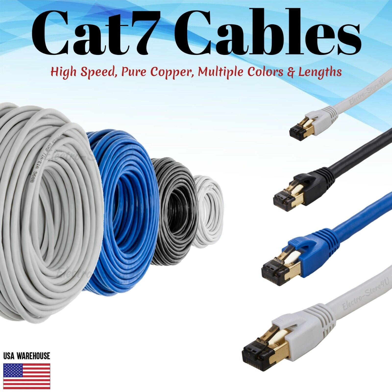 CAT7 Gold Plated Shielded Ethernet RJ45 Patch Cable Cord Network U/FTP LAN Lot