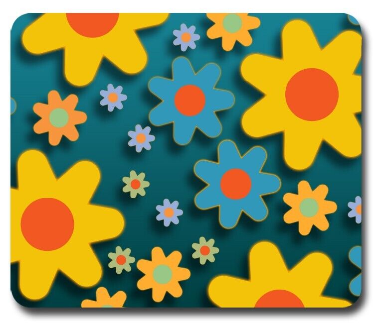 Flower Power Retro 60's 70's Groovy Hippie ~ Mouse Pad / Mousepad ~ Great Gift