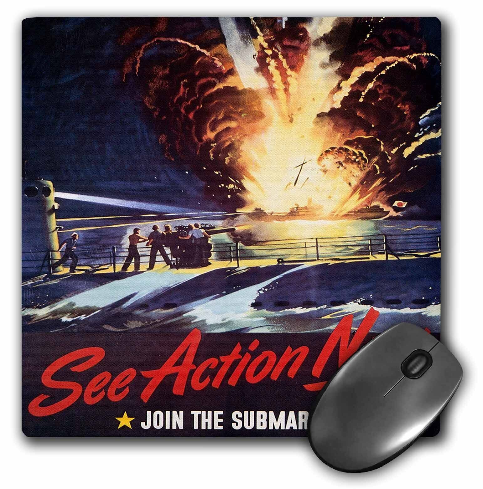 3dRose Vintage See Action Now Join the Submarine Service Poster MousePad