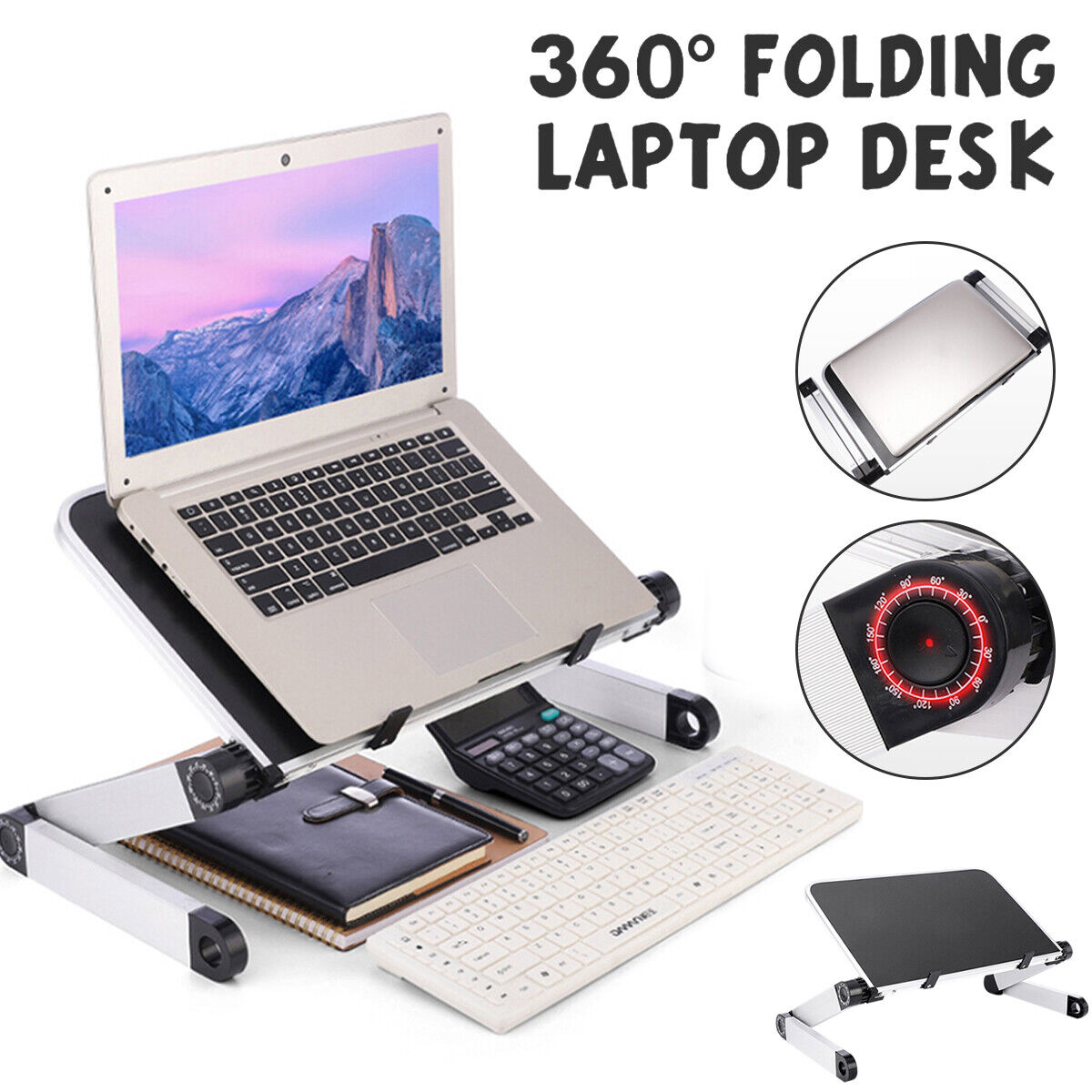 Portable Laptop Desk Foldable Lap Bed Tray Adjustable with COOLING FAN Portabl