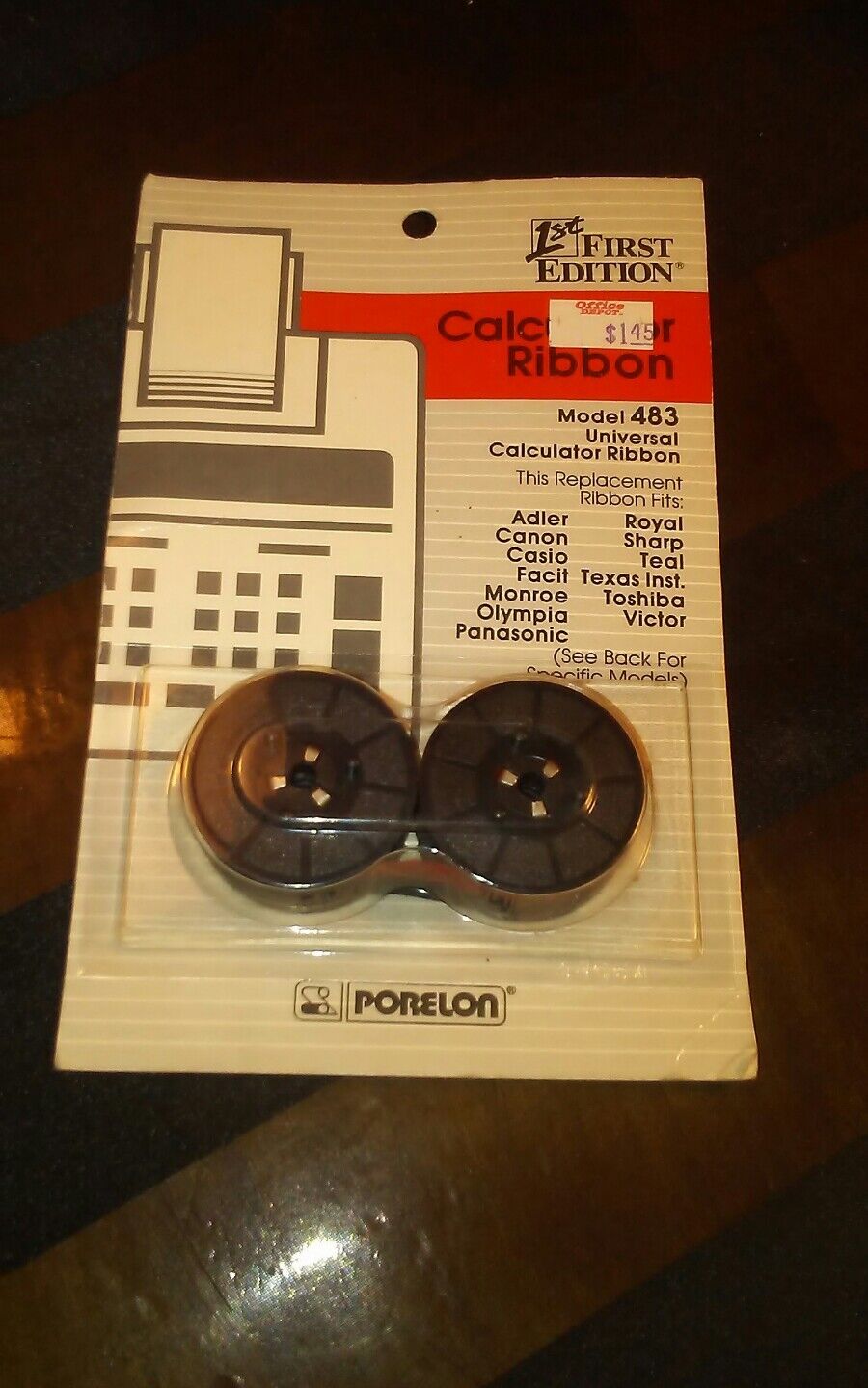Vintage 1989 Porelon Universal Calculator Ribbon Model 483 Nylon Black/Red NOS