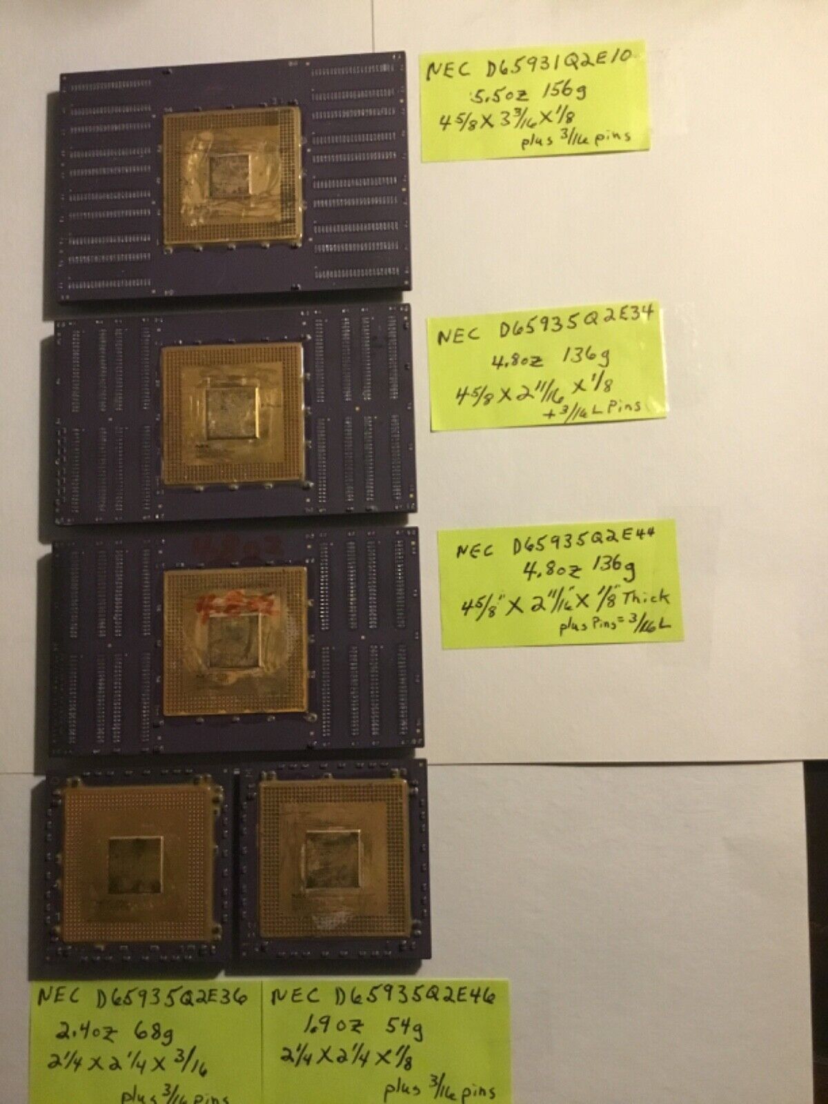 Coll.VERY RARE EARTH SIMULATOR GOLD/Cer chips in a SET NEC Proc.GOLD RECOVERY