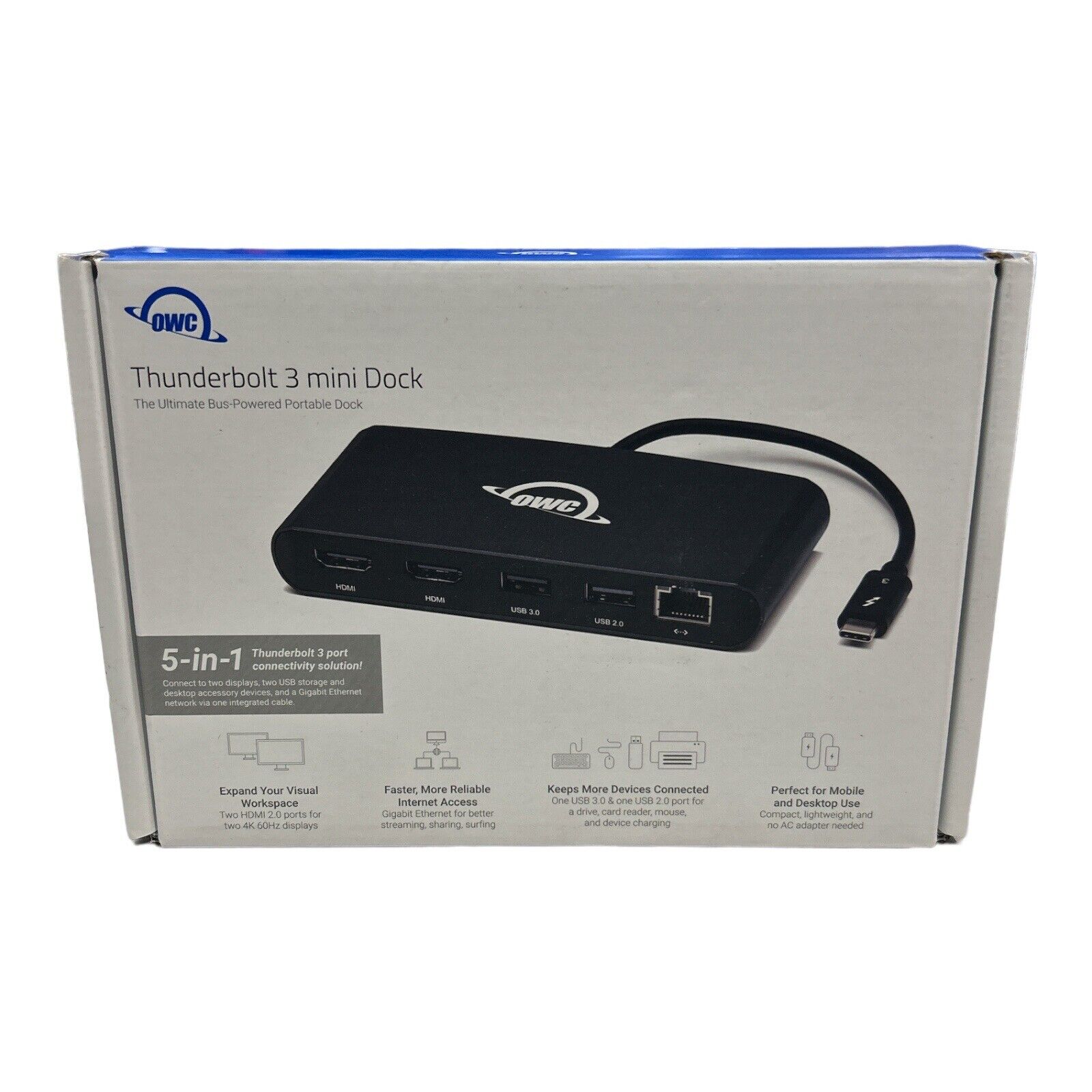 OWC Thunderbolt 3 Mini Dock - 2X HDMI, 1X USB, 2 Eth
