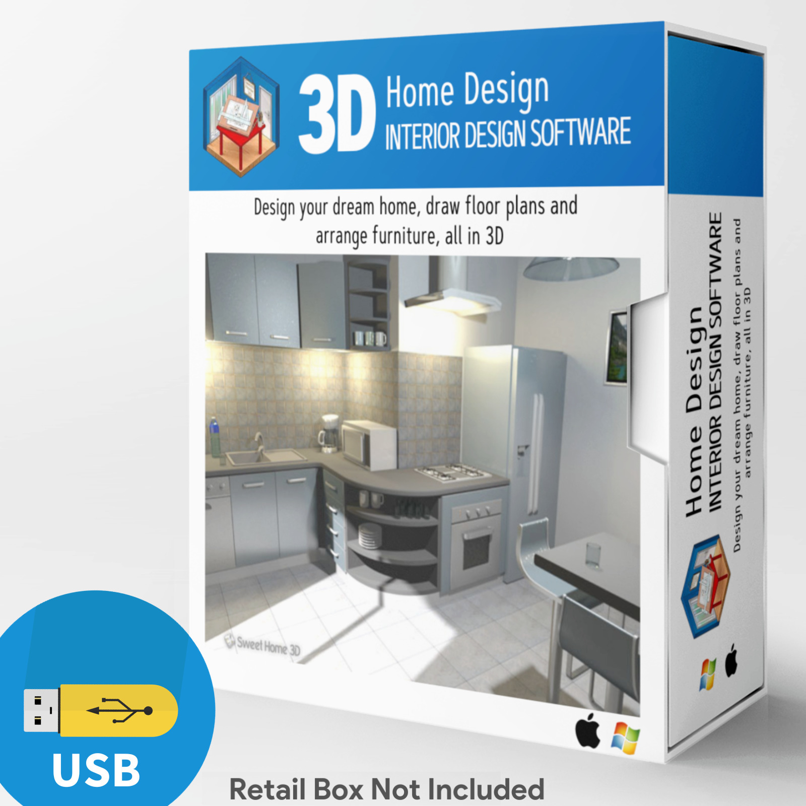 NEW Sweet Home 3D-Graphic-Interior Design CAD Architect Software-Windows/Mac-USB