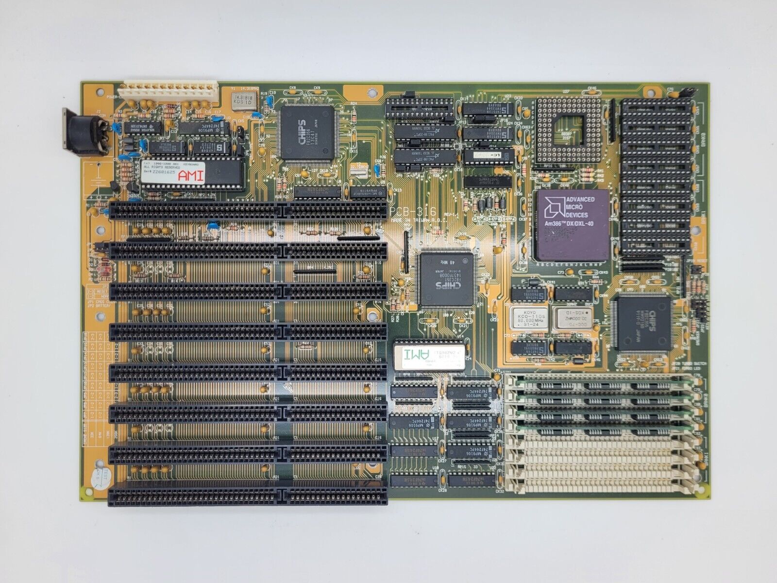 386 AT Motherboard, AMD 386DX 40MHz, 3.6MB Memory